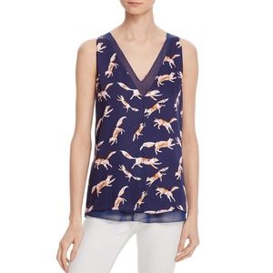 Cooper & Ella Harper Tank Blouse Blue Fox Print S